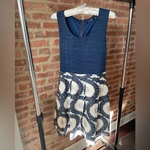 Doe & Rae Navy and Cream Fit & Flare Dress